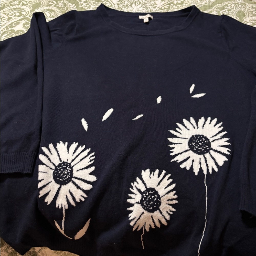 Talbots Floral Navy Sweater